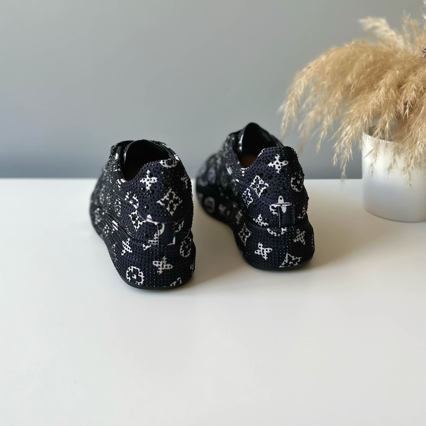 Adidasi dama casual negri, cu imprimeu, 1027 N11-2