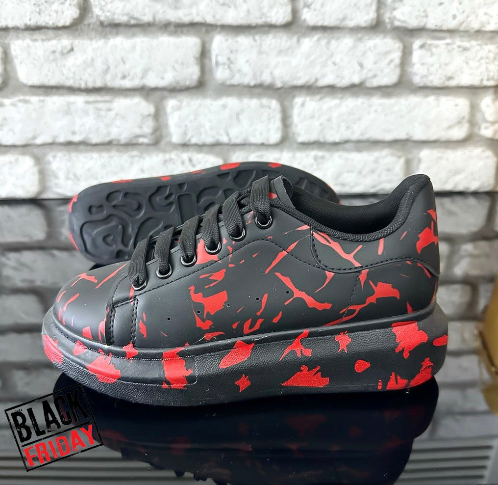 Adidasi dama casual negri cu rosu 109 N11-2