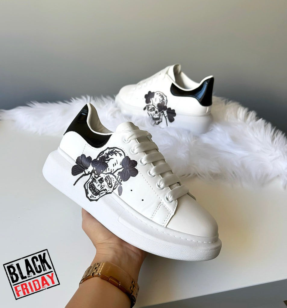 Adidasi dama casual alb cu negru FCL705 T6-1