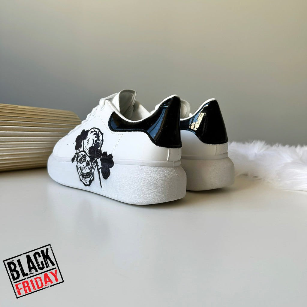 Adidasi dama casual alb cu negru FCL705 T6-1