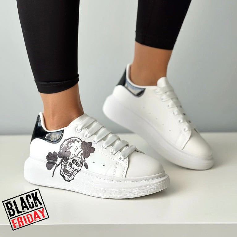 Adidasi dama casual alb cu negru FCL705 T6-1