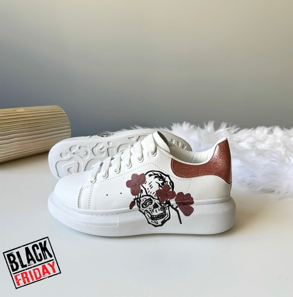 Adidasi dama casual alb cu roz FCL705 T6-1