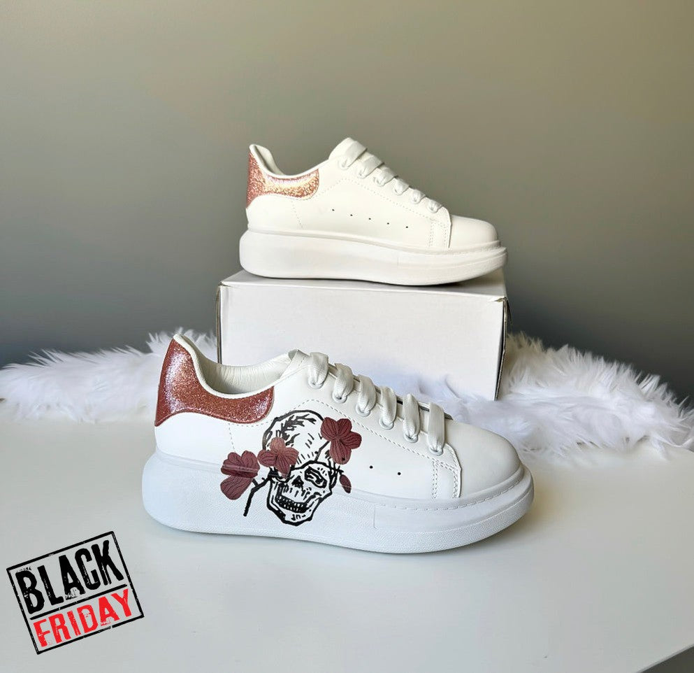 Adidasi dama casual alb cu roz FCL705 T6-1