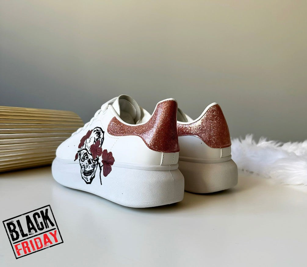 Adidasi dama casual alb cu roz FCL705 T6-1