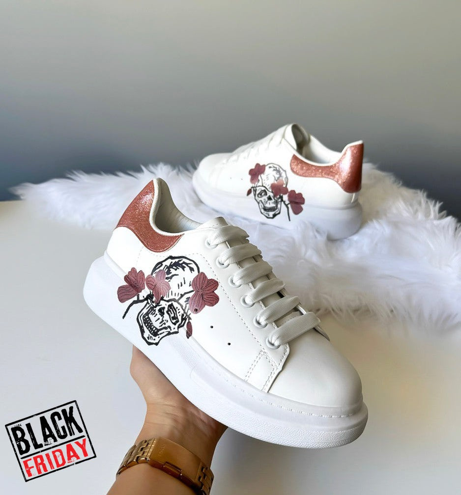 Adidasi dama casual alb cu roz FCL705 T6-1