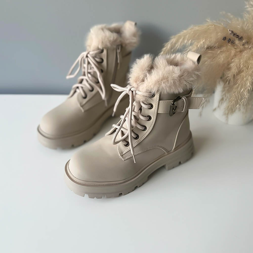 Ghete dama imblanite, piele ecologica,bej 302