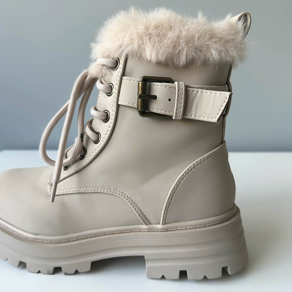 Ghete dama imblanite, piele ecologica,bej 302