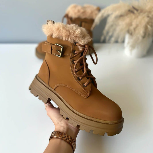 Ghete dama imblanite, piele ecologica,camel 302