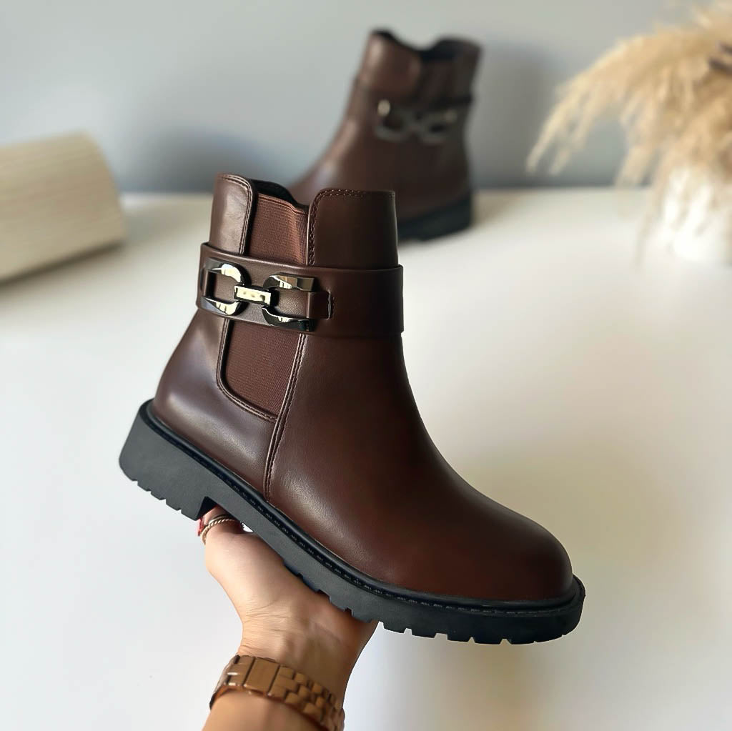 Ghete dama, piele ecologica, maro, 506