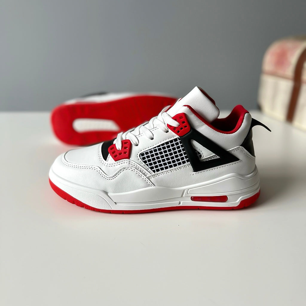 Adidasi dama casual albi cu rosu 719