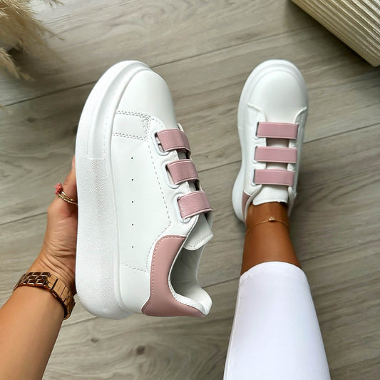 Adidasi dama casual albi cu roz 8901 T6-3