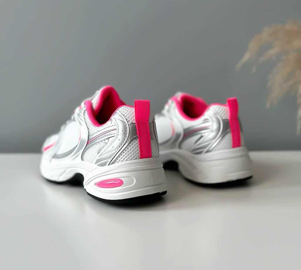 Adidasi dama casual albi cu roz 894 A14-3
