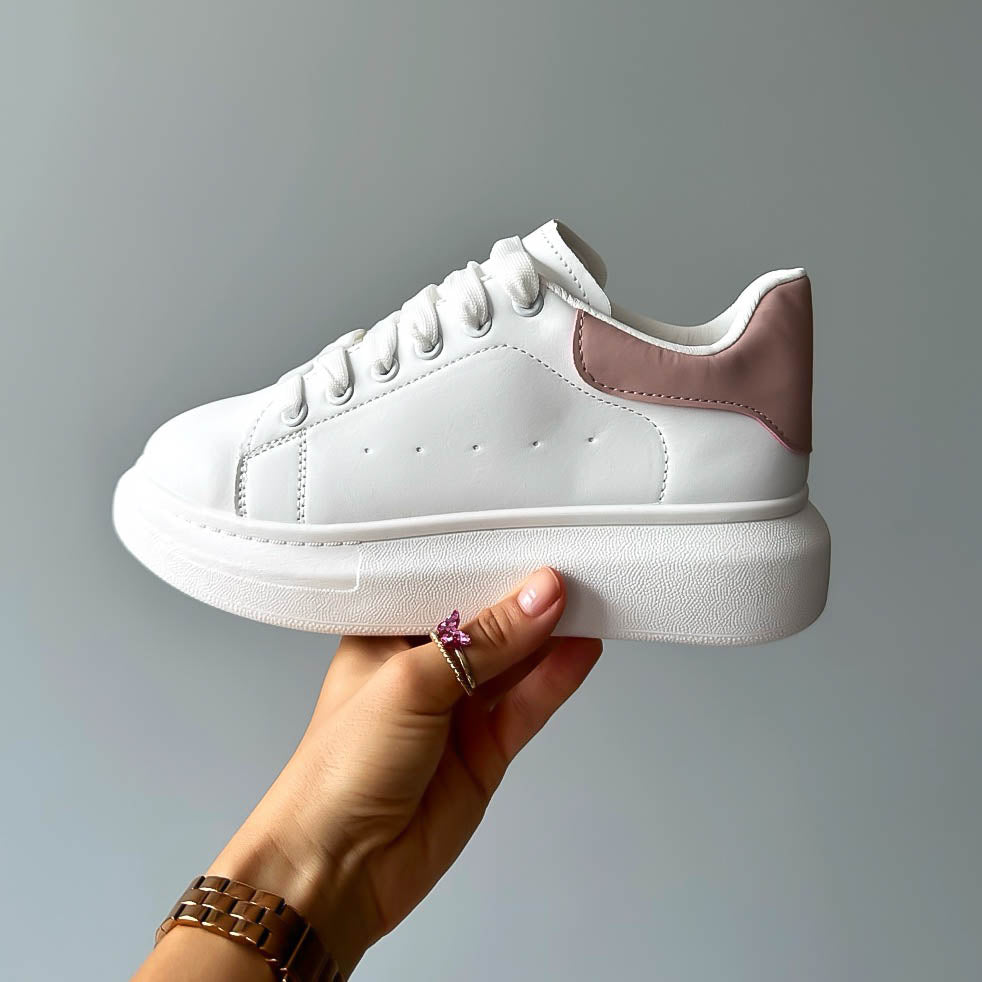 Adidasi dama casual albi cu roz A2906 T5-3