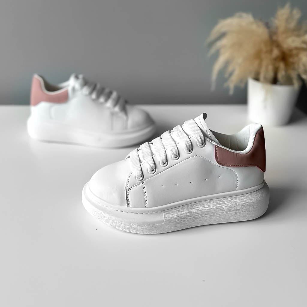 Adidasi dama casual albi cu roz A2906 T5-3