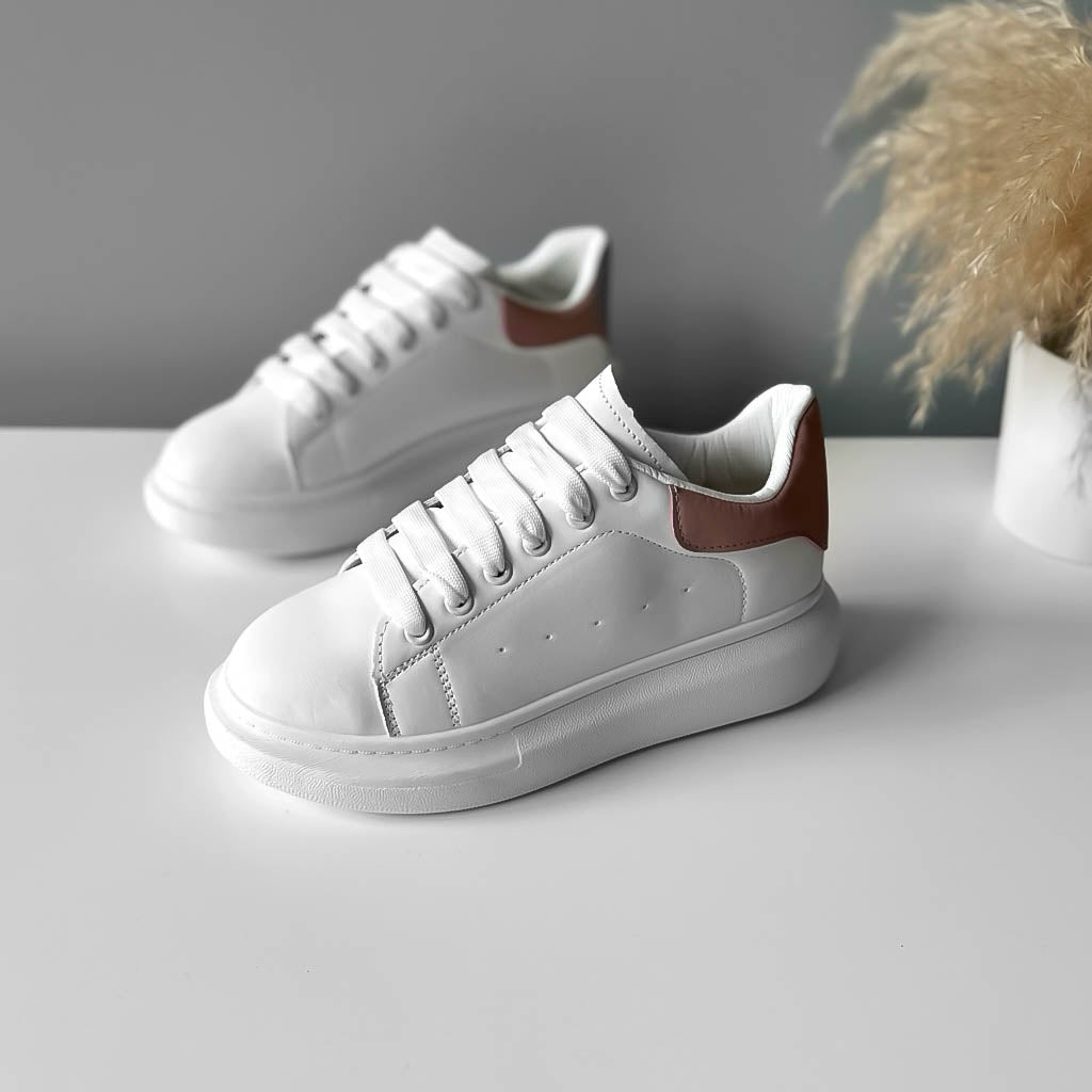 Adidasi dama casual albi cu roz A2906 T5-3