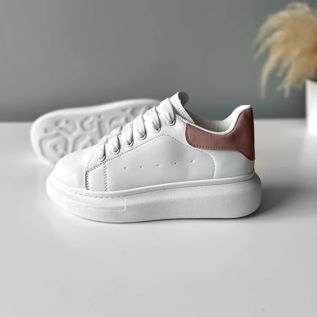 Adidasi dama casual albi cu roz A2906 T5-3