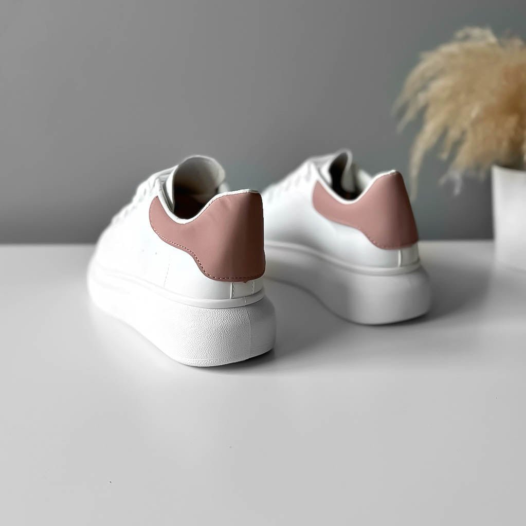 Adidasi dama casual albi cu roz A2906 T5-3