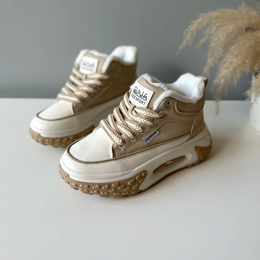 Ghete dama imblanite, piele ecologica,bej B2 N8-1