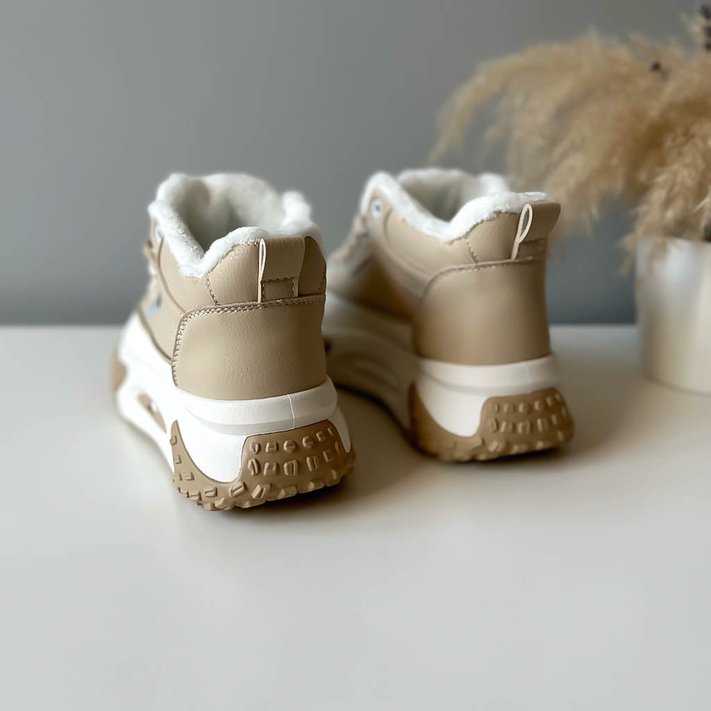 Ghete dama imblanite, piele ecologica,bej B2 N8-1