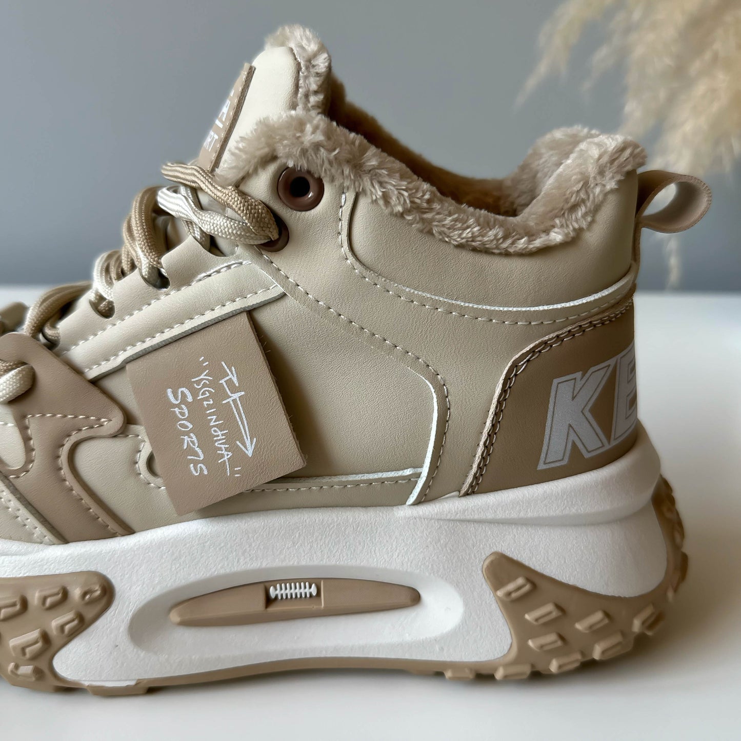 Ghete dama imblanite, piele ecologica,bej B21 A30-3