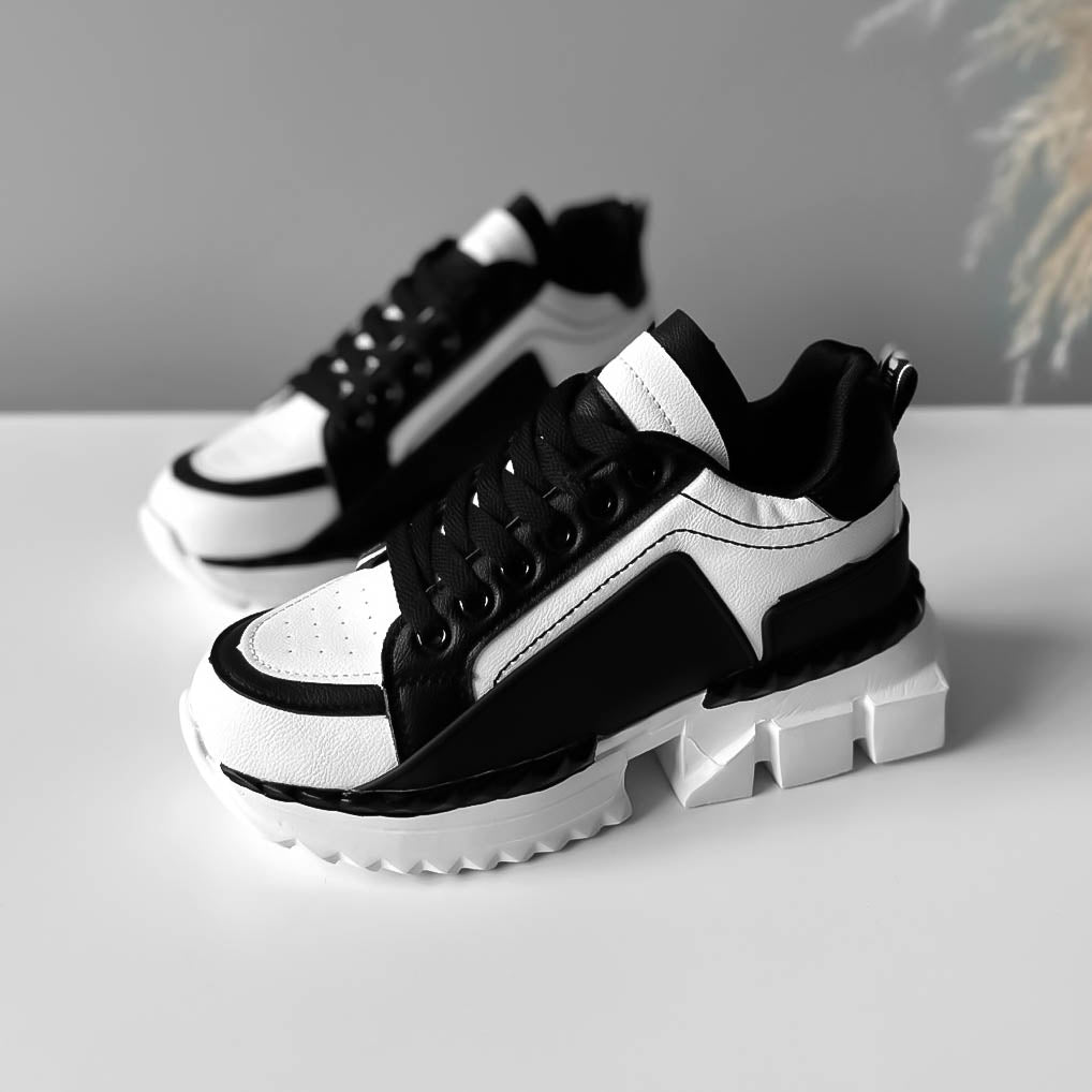 Adidasi dama casual albi cu negru B36