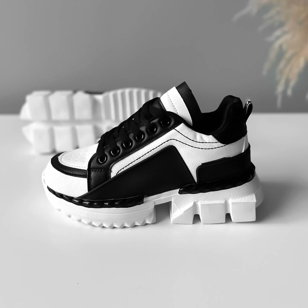 Adidasi dama casual albi cu negru B36