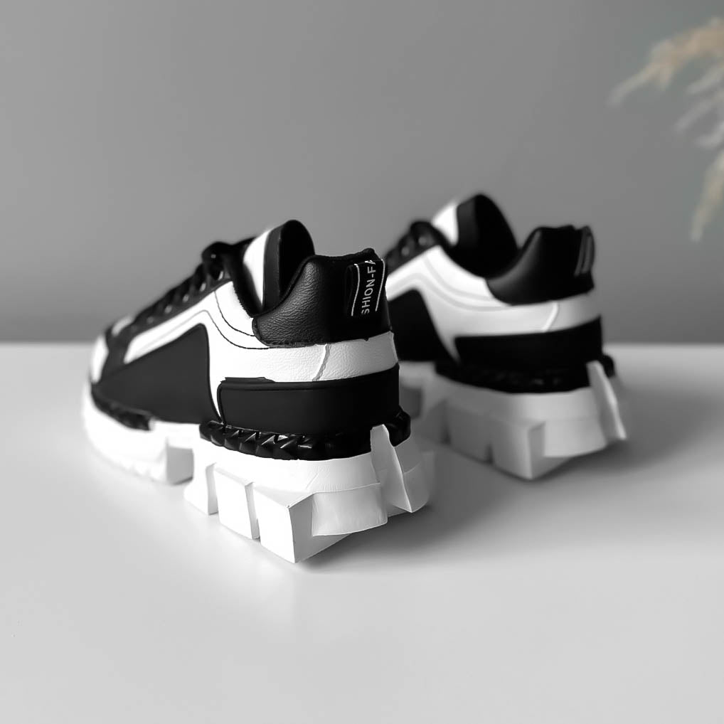 Adidasi dama casual albi cu negru B36