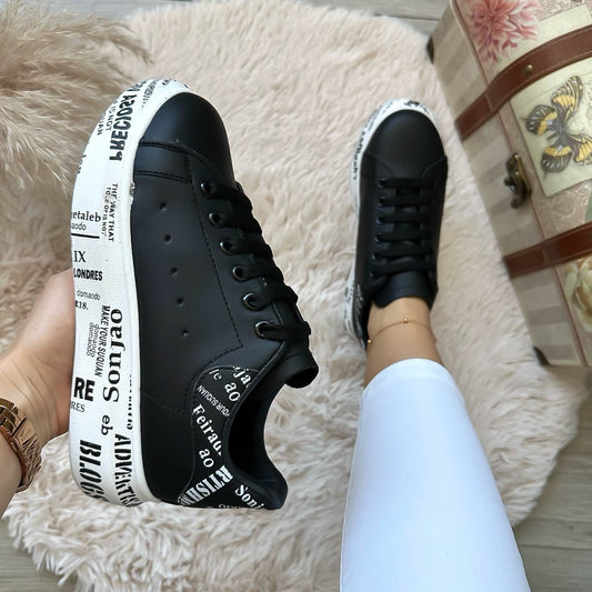 Adidasi dama casual negri cu alb B3623 N13-3