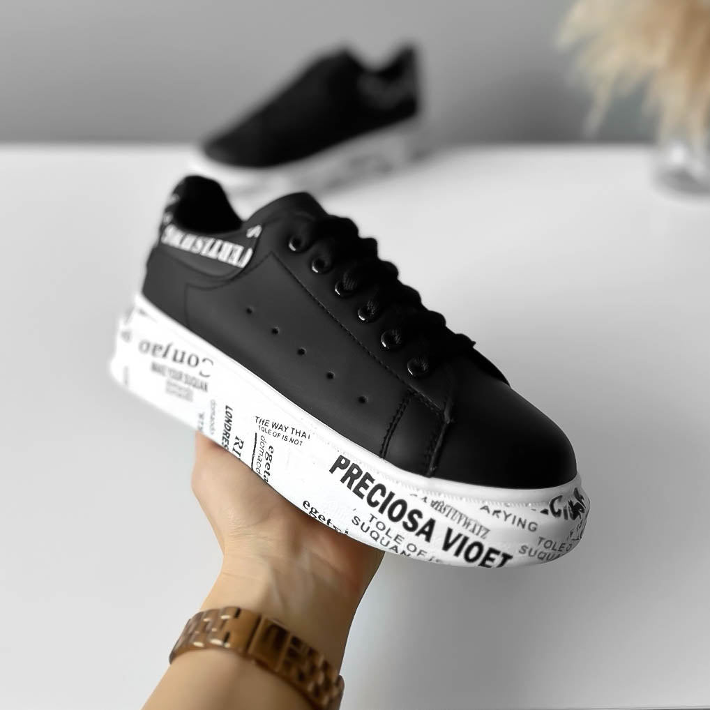 Adidasi dama casual negri cu alb B3623 N13-3