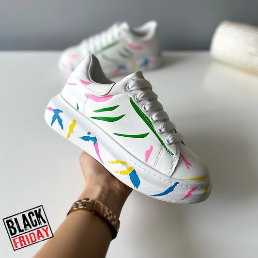 Adidasi dama casual cu talpa inalta albi B977 N12-3