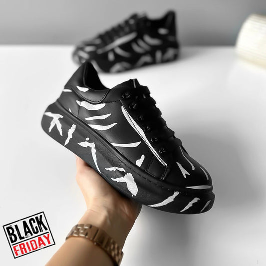 Adidasi dama casual cu talpa inalta negri B977 A8-2