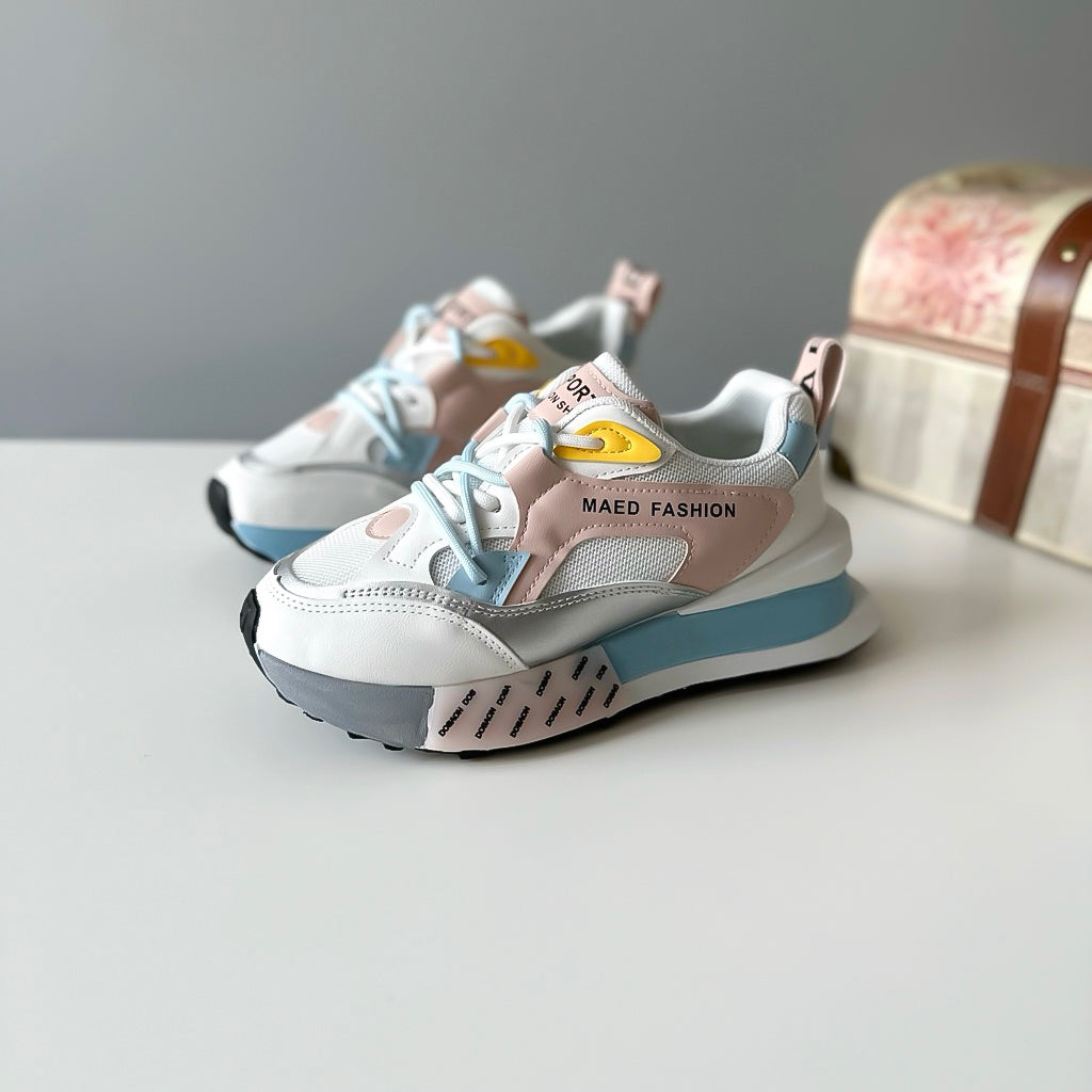Adidasi dama casual albi cu roz CL2312 A2-3