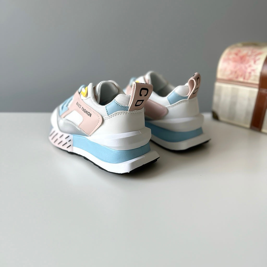 Adidasi dama casual albi cu roz CL2312 A2-3