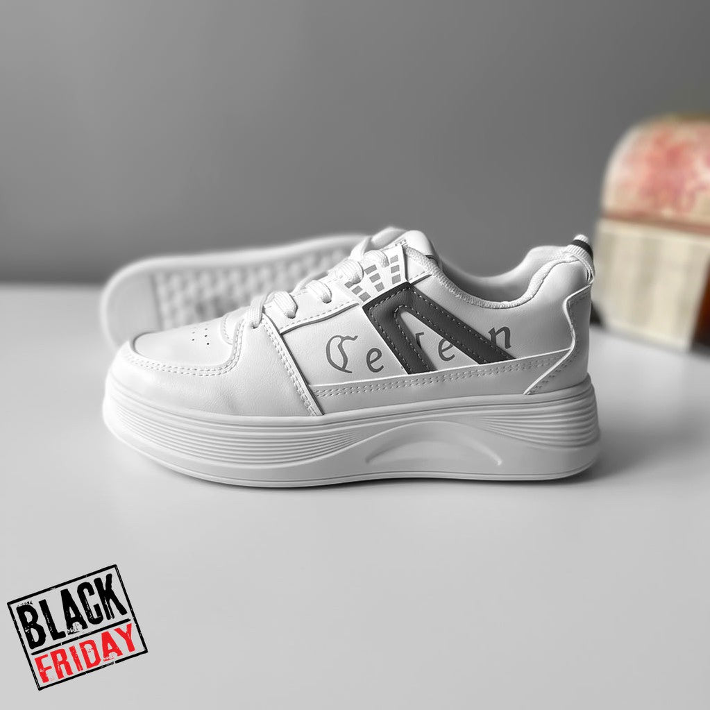 Adidasi dama casual albi cu gri CL2331 A2-1