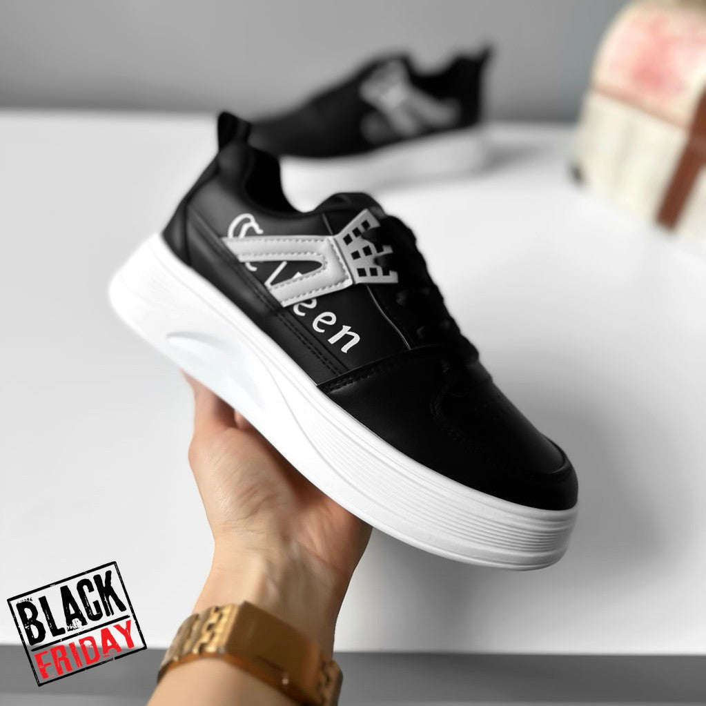 Adidasi dama casual negri cu alb CL2331 A2-1