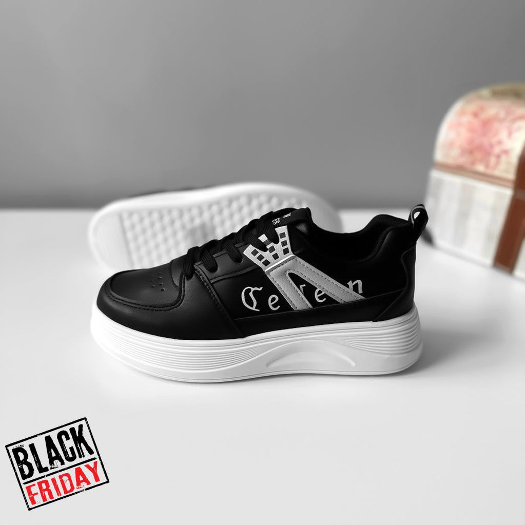 Adidasi dama casual negri cu alb CL2331 A2-1