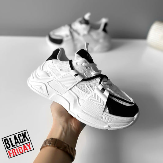 Adidasi dama casual albi cu negru CL2401 T5-4