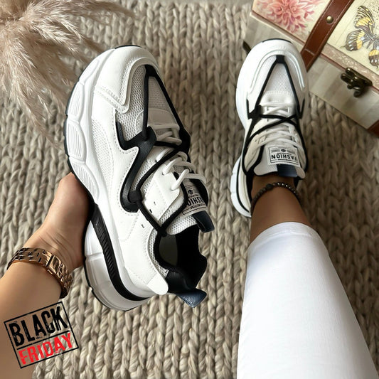 Adidasi dama casual cu talpa inalta albi CL2405 N6-3