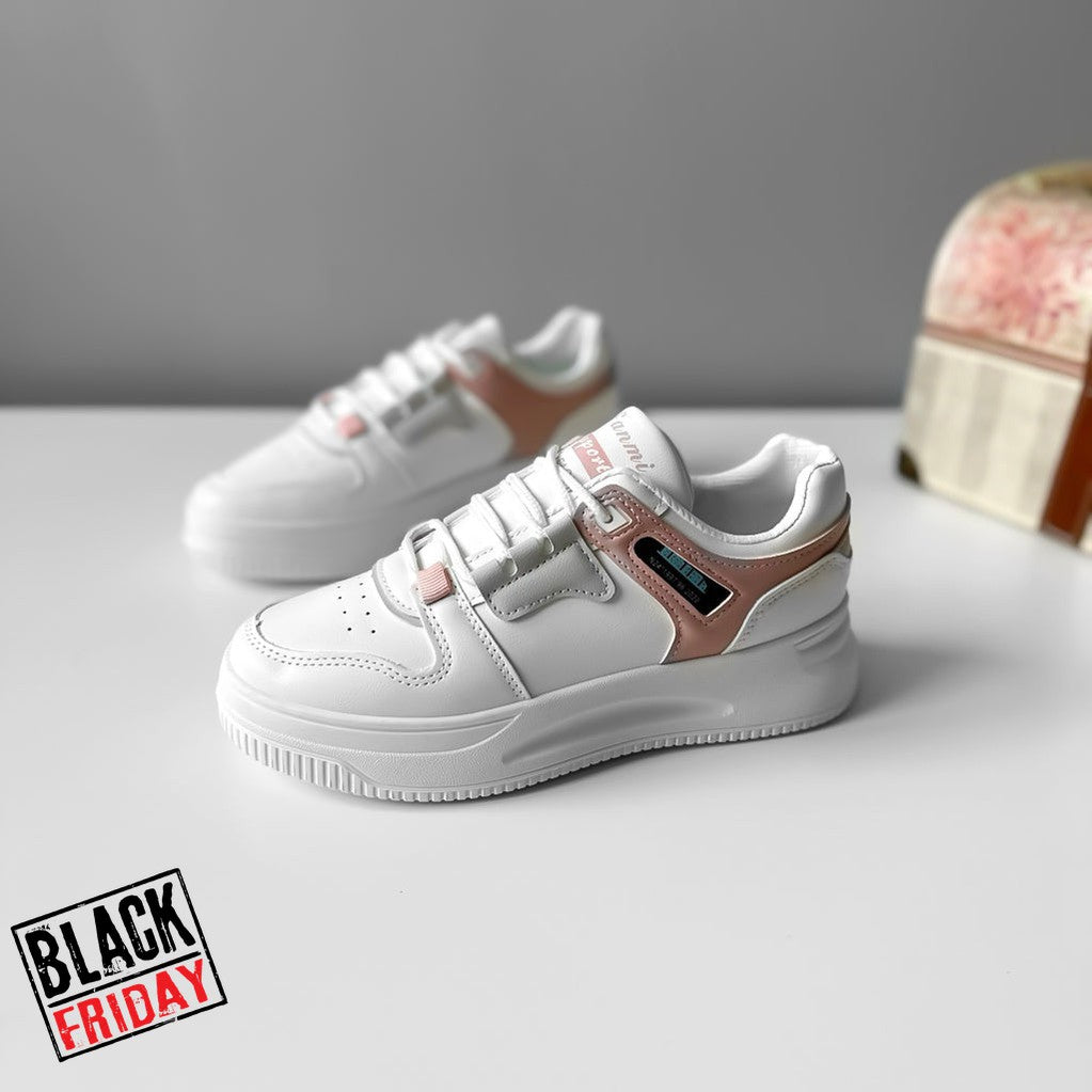 Adidasi dama casual albi cu roz CL2407 T3-2
