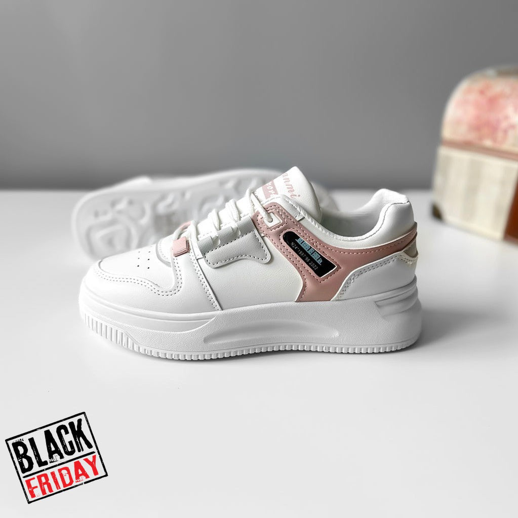 Adidasi dama casual albi cu roz CL2407 T3-2