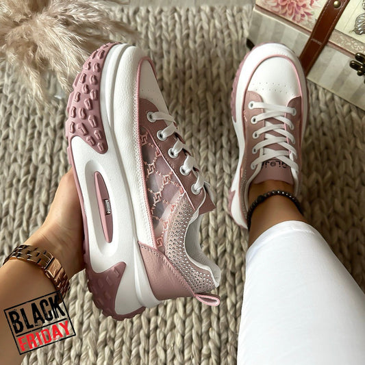 Adidasi dama casual cu talpa inalta roz CL2408 A40-2