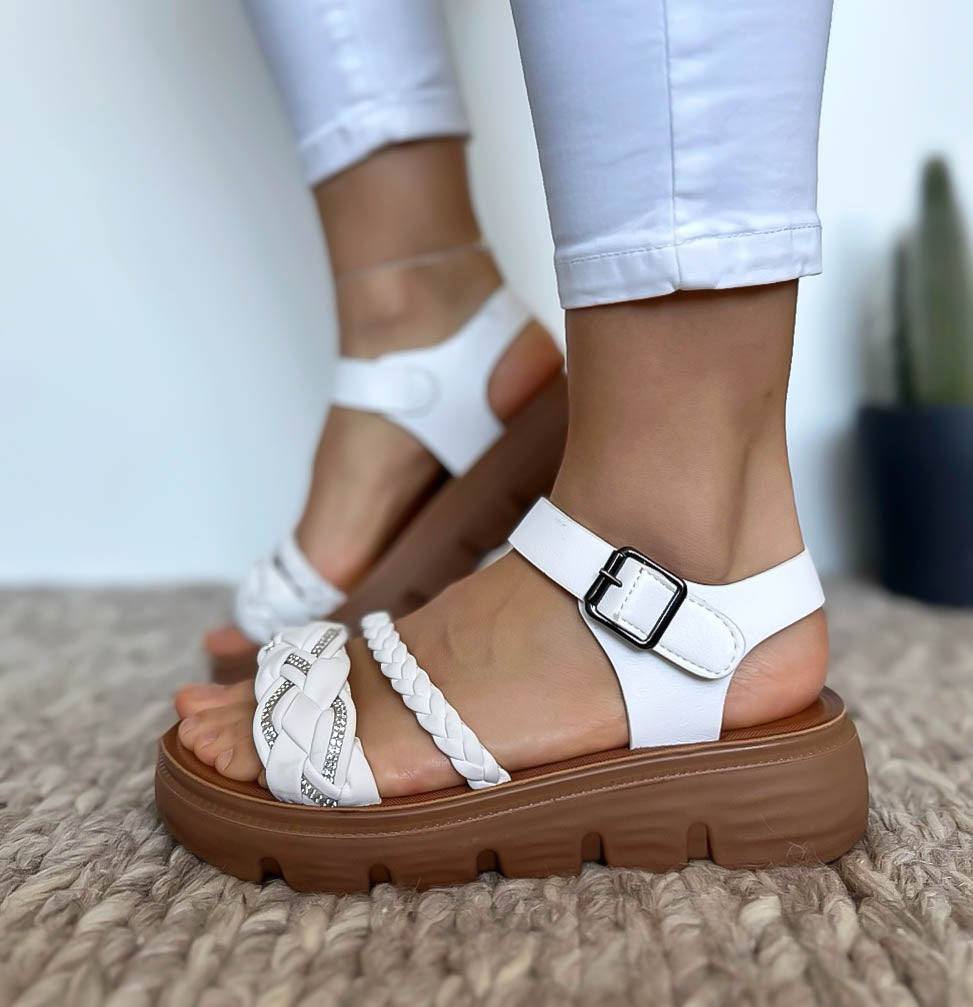 Sandale dama casual albe CL2411 N8-2