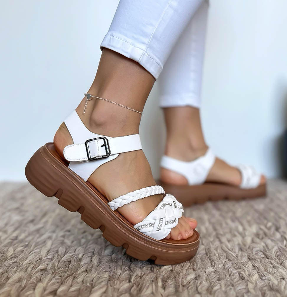 Sandale dama casual albe CL2411 N8-2
