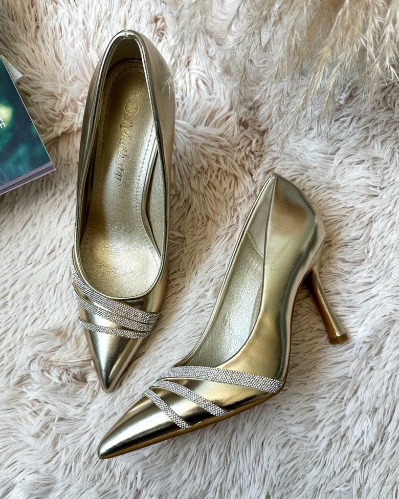 Pantofi eleganti dama cu toc subtire, GQ05, aurii 39-3