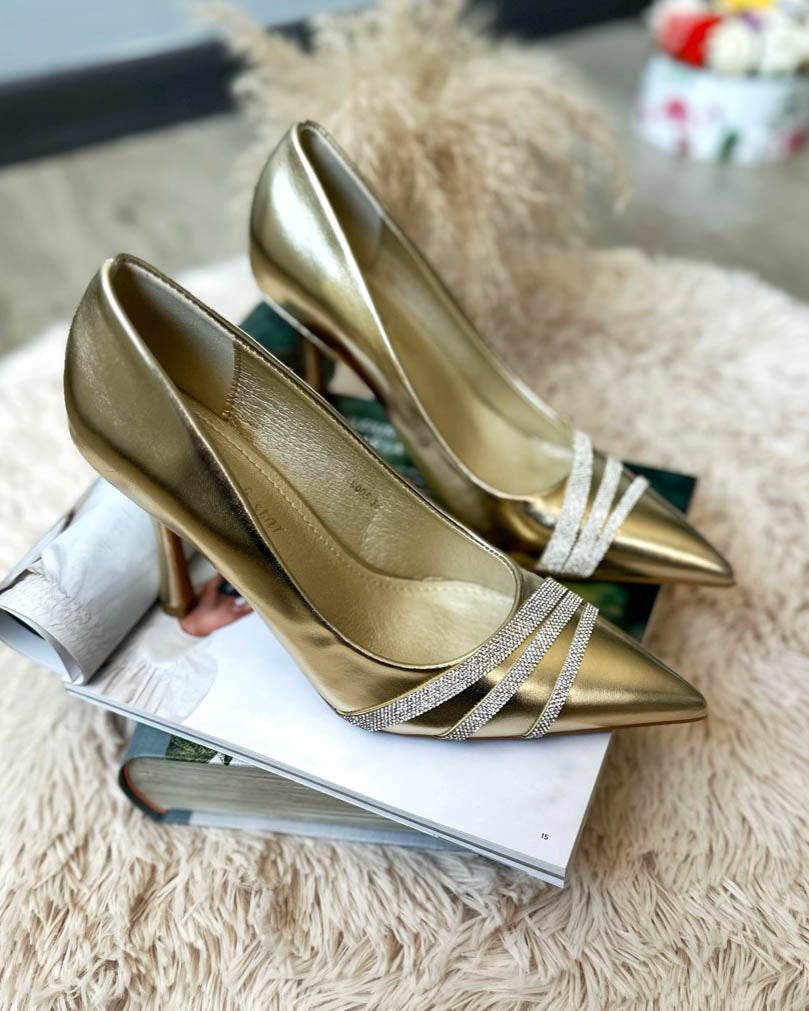 Pantofi eleganti dama cu toc subtire, GQ05, aurii 39-3