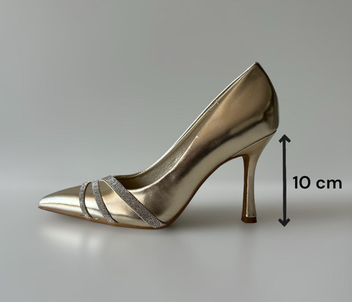Pantofi eleganti dama cu toc subtire, GQ05, aurii 39-3