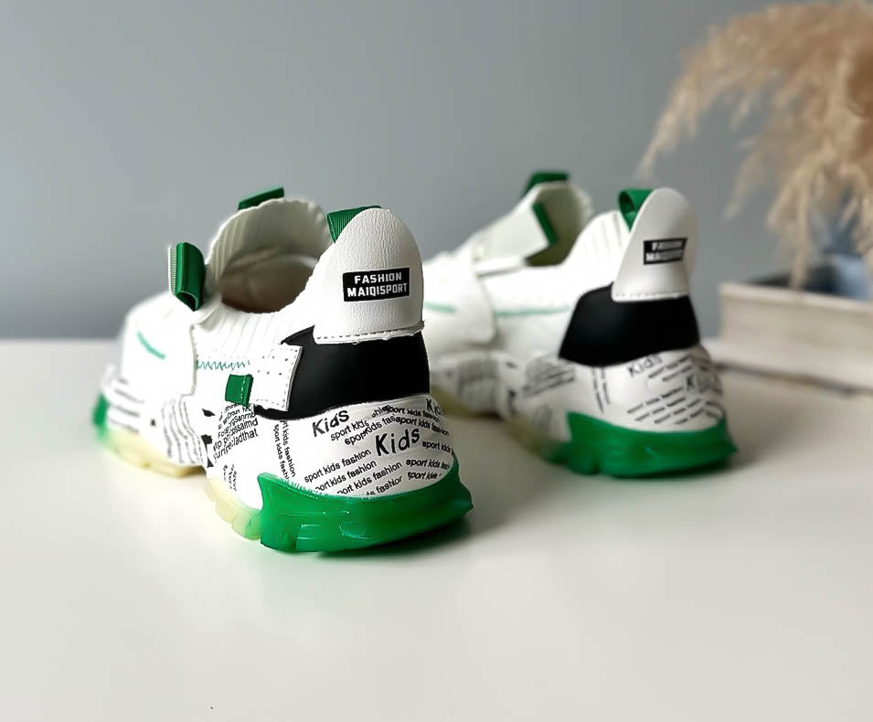Adidasi dama casual albi cu verde H21