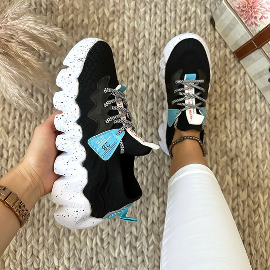 Adidasi dama casual negri cu talpa alba H25