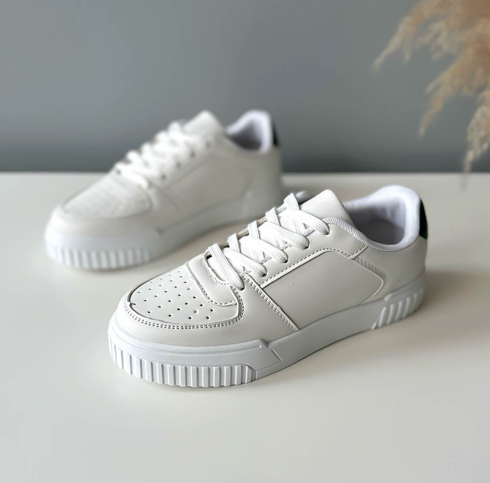 Adidasi dama casual albi cu verde JDJ10