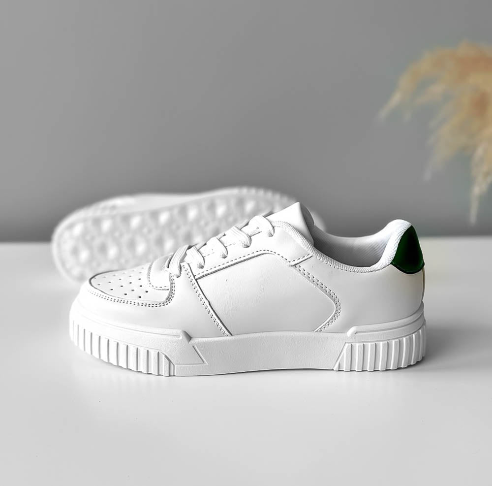 Adidasi dama casual albi cu verde JDJ10